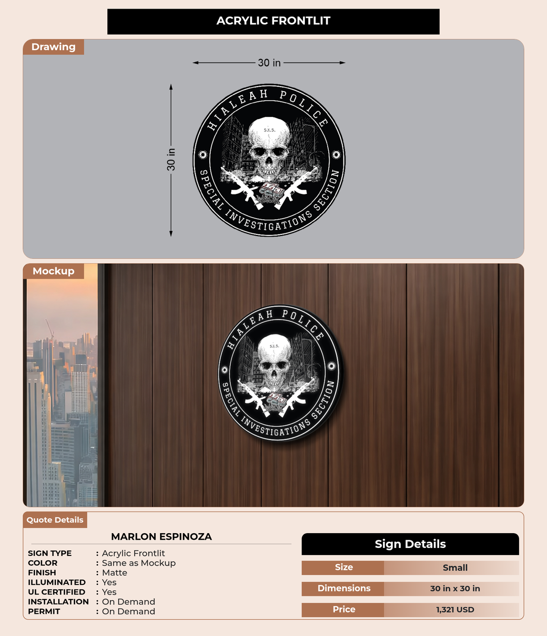 CUSTOM MOCKUP SIGN FOR Marlon Espinoza