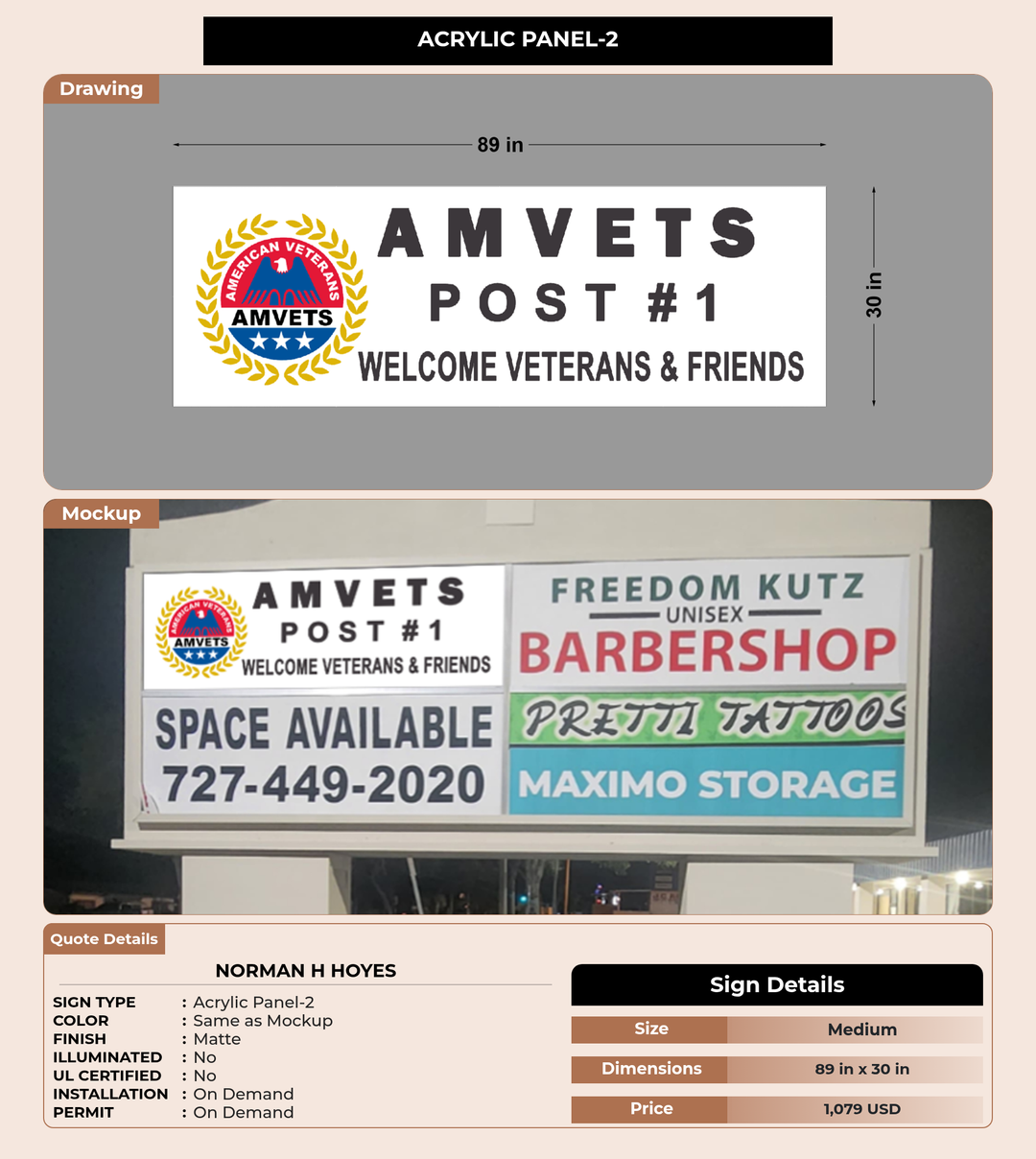 CUSTOM MOCKUP SIGN FOR NORMAN H HOYES