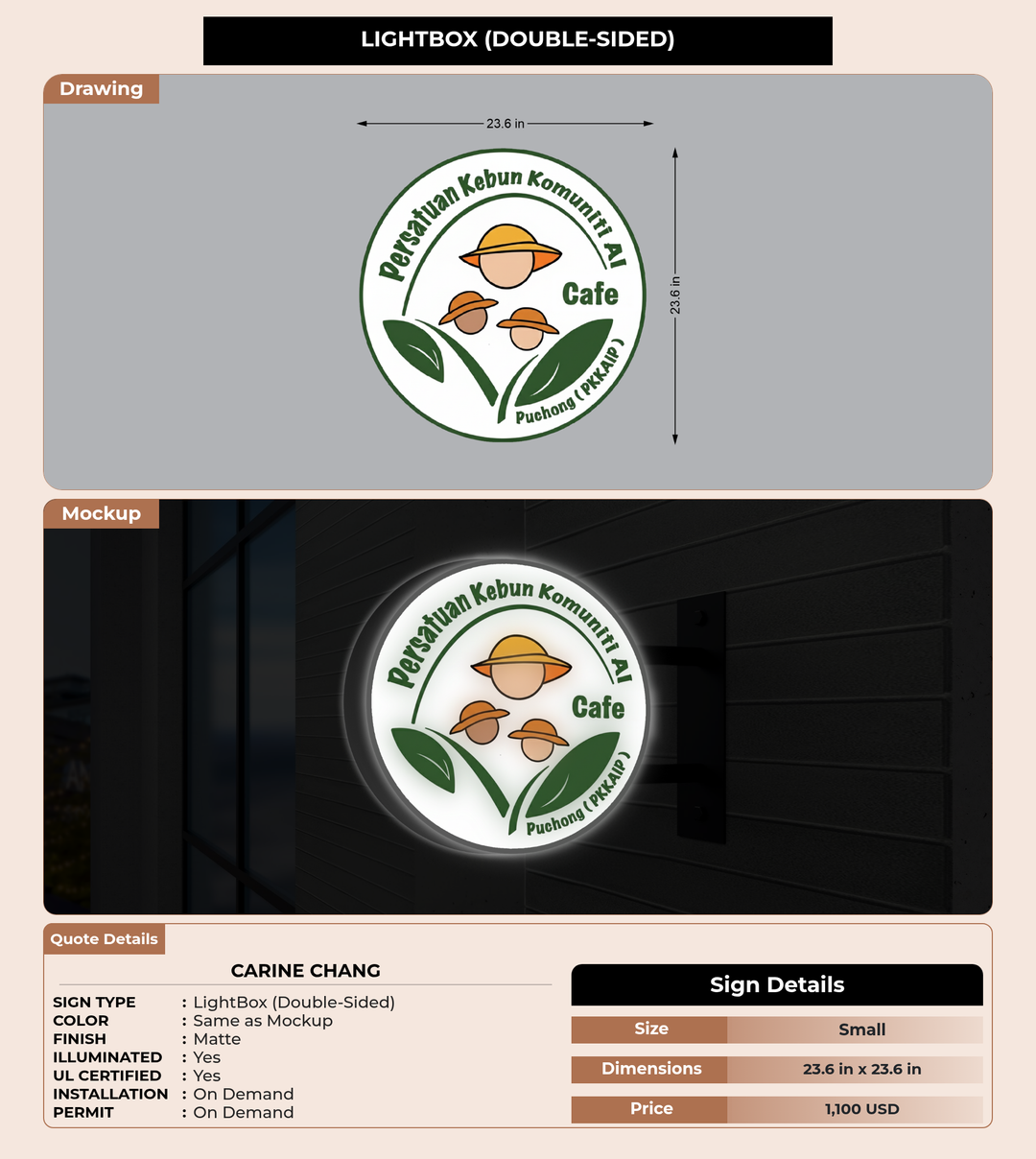 CUSTOM MOCKUP SIGN FOR Carine Chang