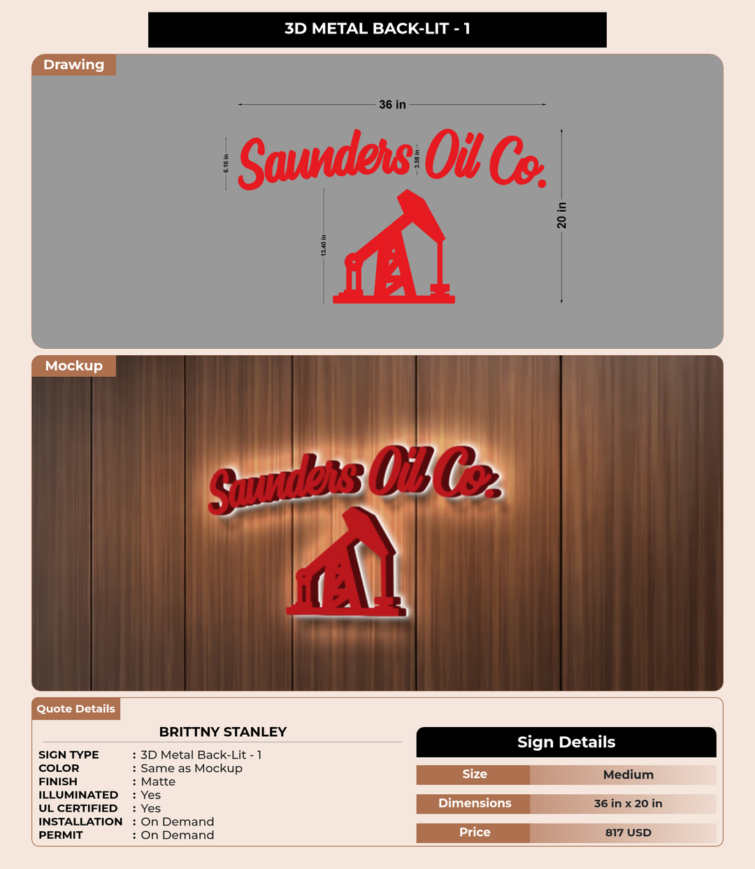 CUSTOM MOCKUP SIGN FOR Brittny Stanley