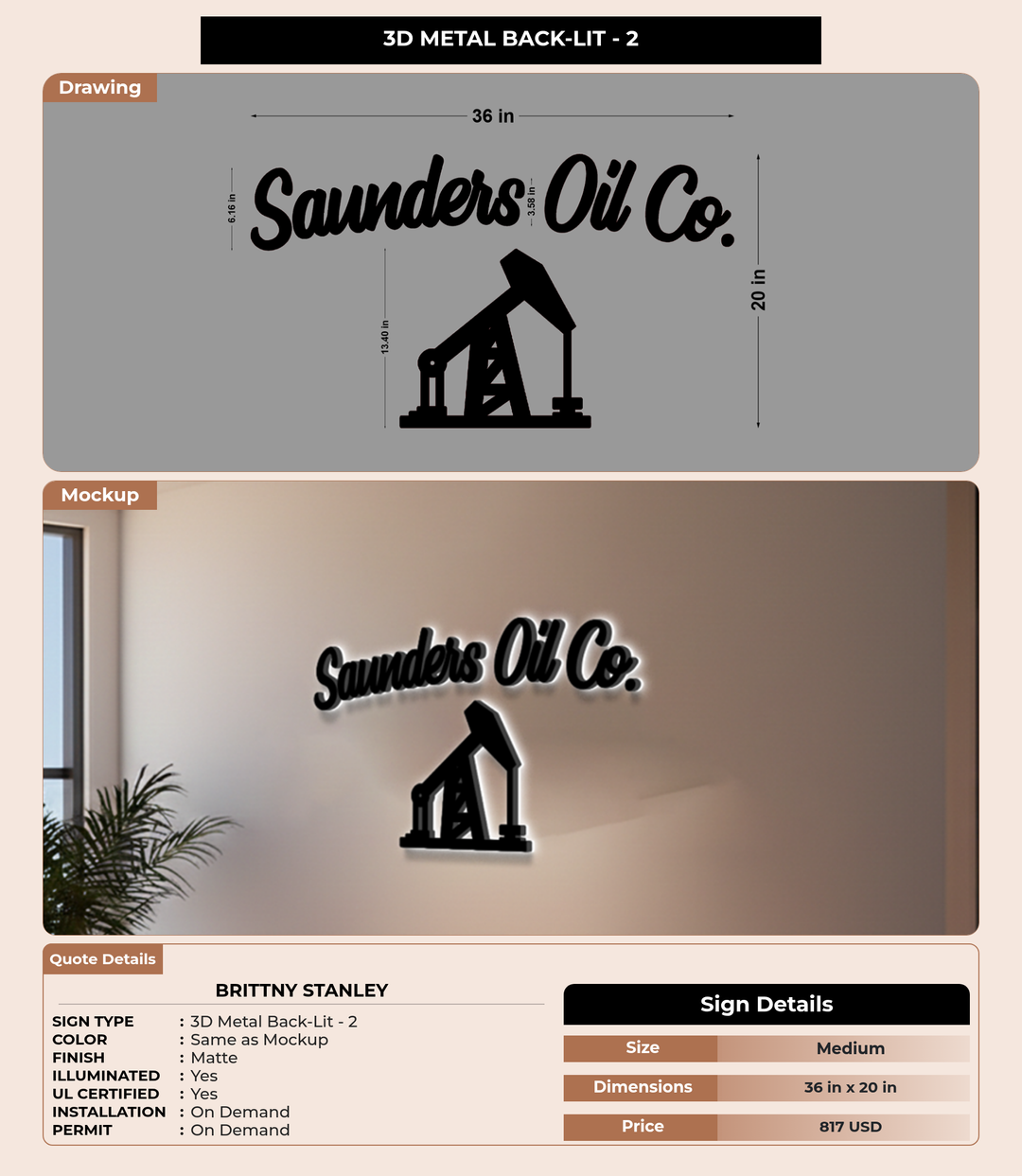 CUSTOM MOCKUP SIGN FOR Brittny Stanley