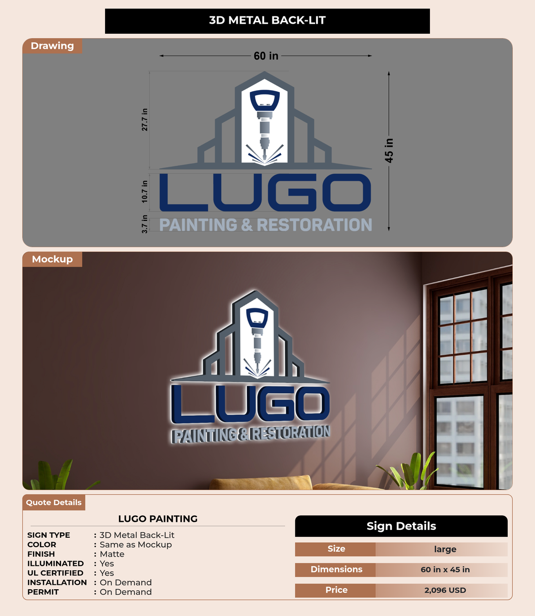 CUSTOM MOCKUP SIGN FOR LUGO PAINTING