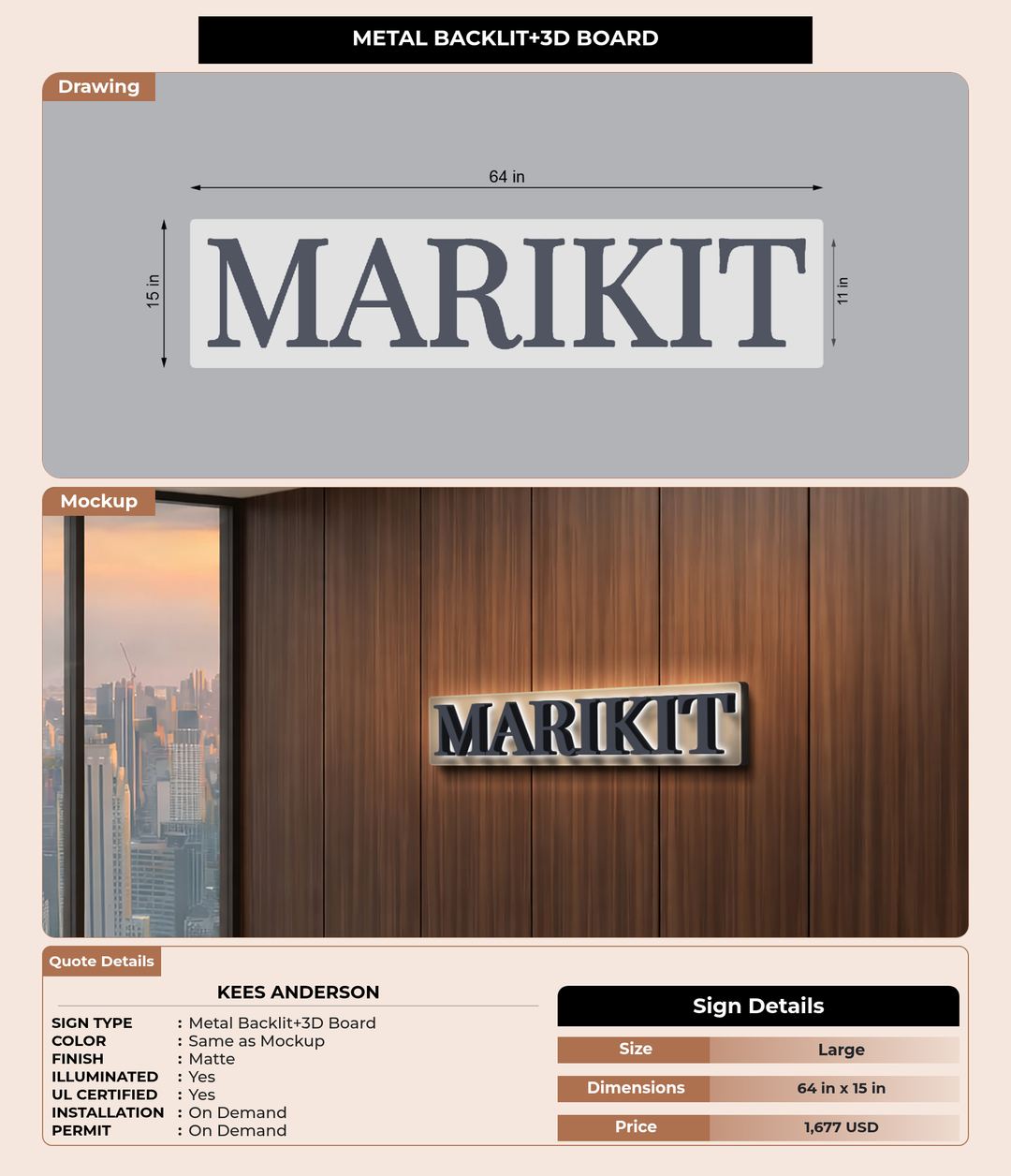 CUSTOM MOCKUP SIGN FOR Kees Anderson
