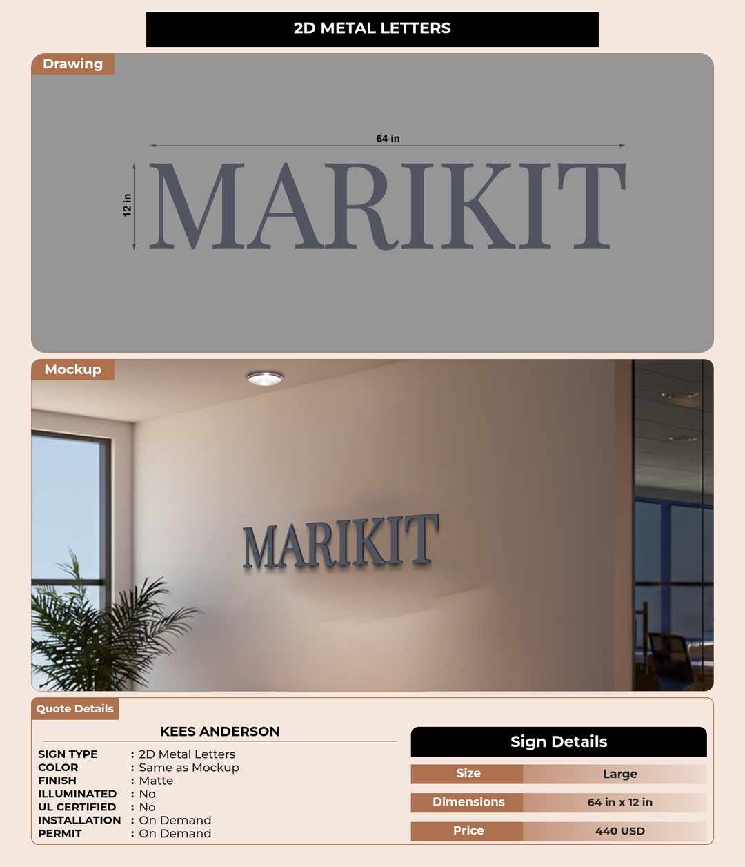 CUSTOM MOCKUP SIGN FOR Kees Anderson