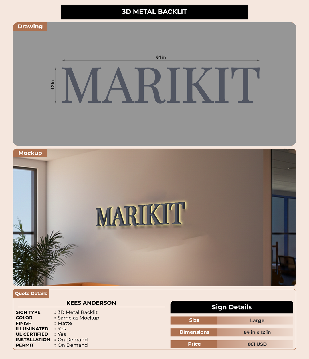 CUSTOM MOCKUP SIGN FOR Kees Anderson