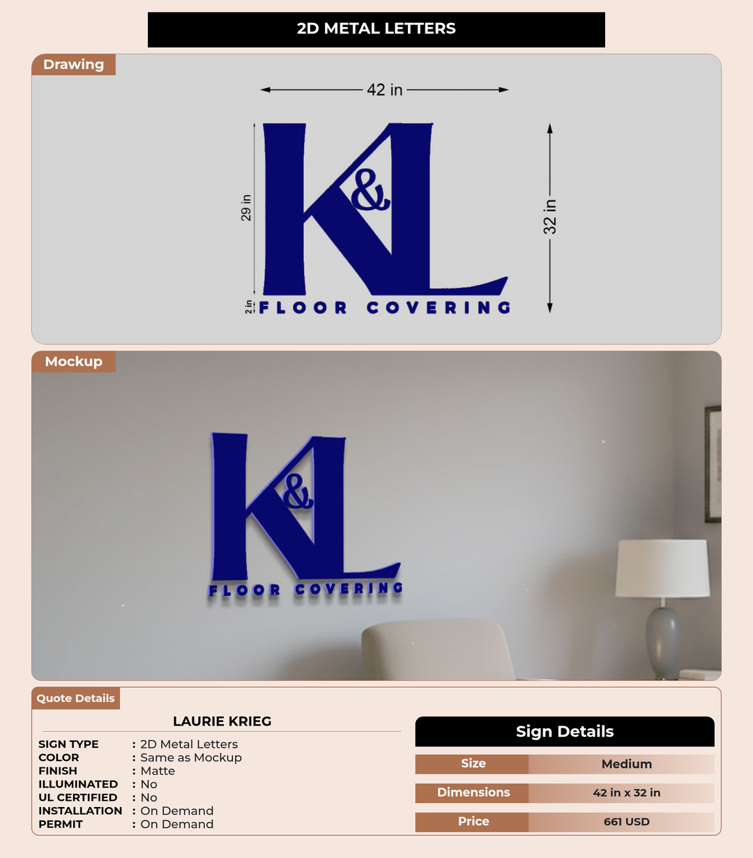 CUSTOM MOCKUP SIGN FOR Laurie Krieg