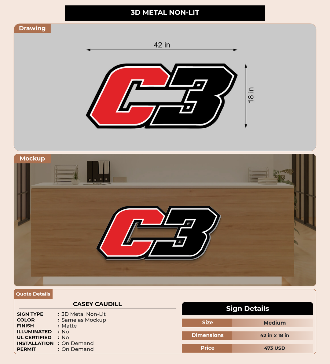 CUSTOM MOCKUP SIGN FOR Casey Caudill