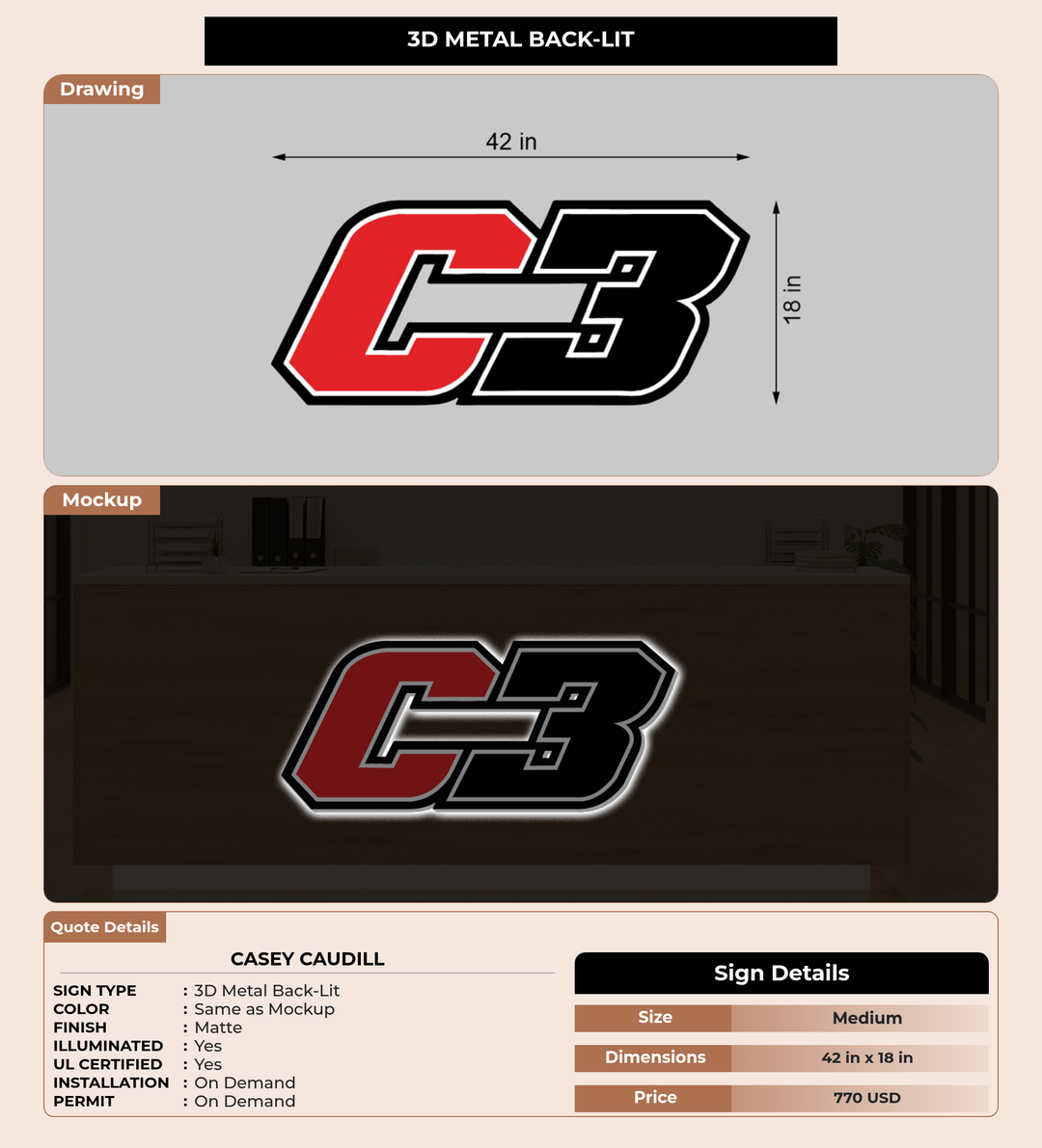 CUSTOM MOCKUP SIGN FOR Casey Caudill