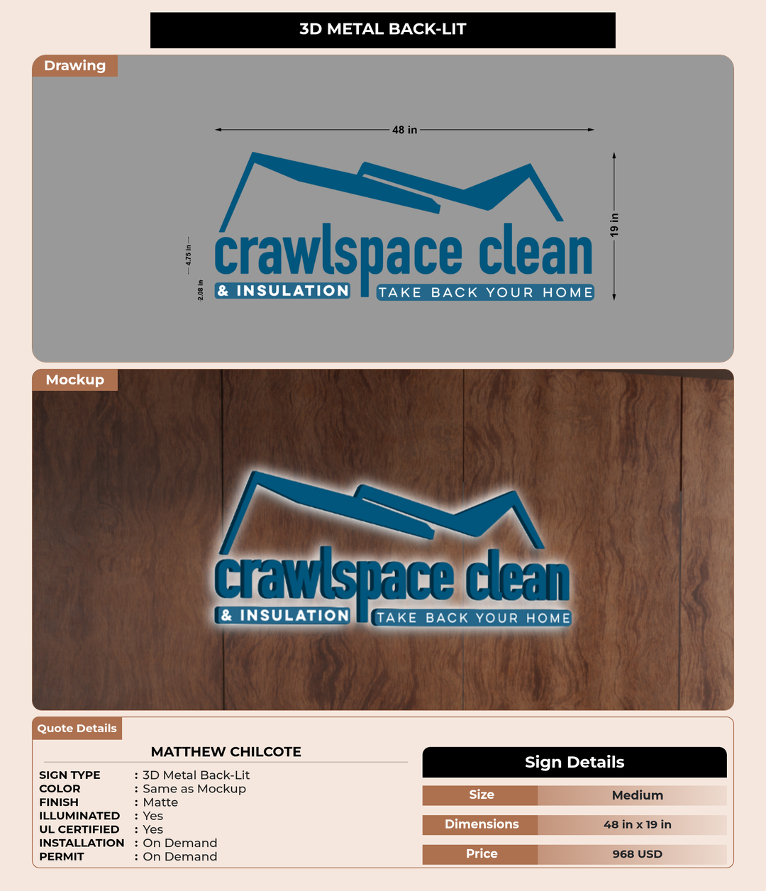 CUSTOM MOCKUP SIGN FOR Matthew Chilcote