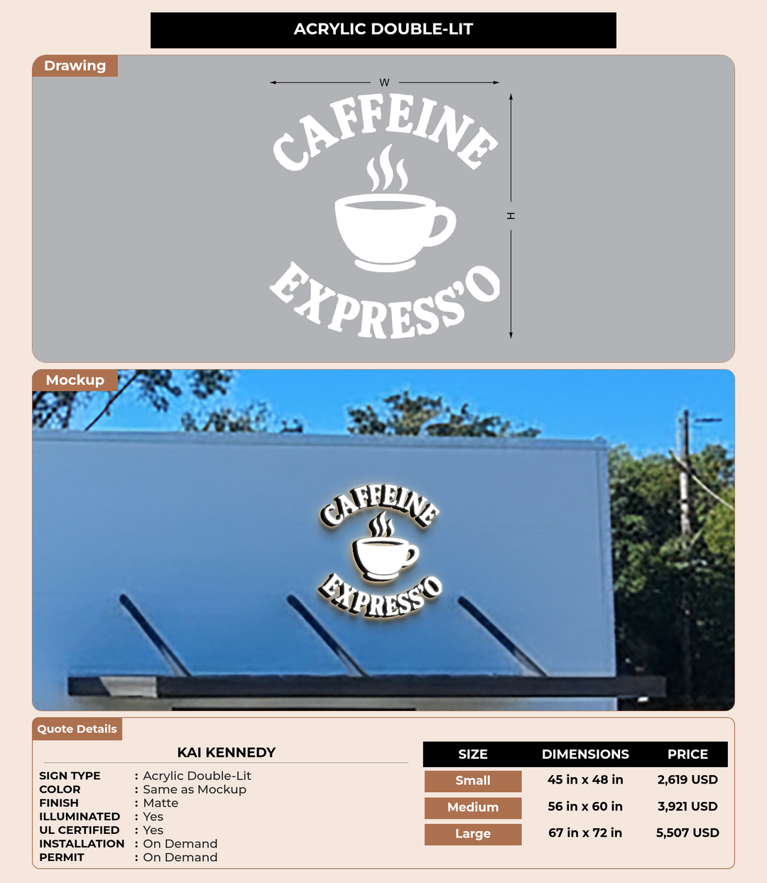 CUSTOM MOCKUP SIGN FOR Kai kennedy