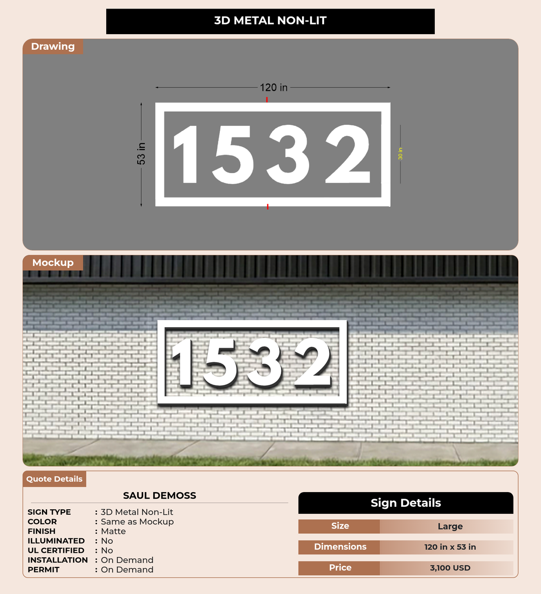 CUSTOM MOCKUP SIGN FOR Saul DeMoss