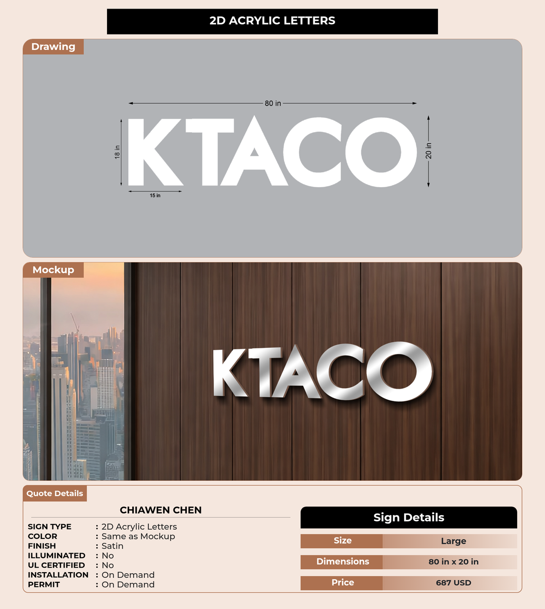 CUSTOM MOCKUP SIGN FOR Chiawen Chen