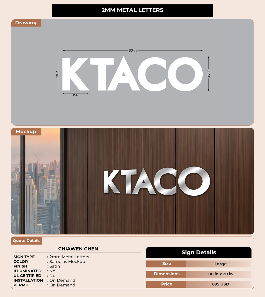 CUSTOM MOCKUP SIGN FOR Chiawen Chen