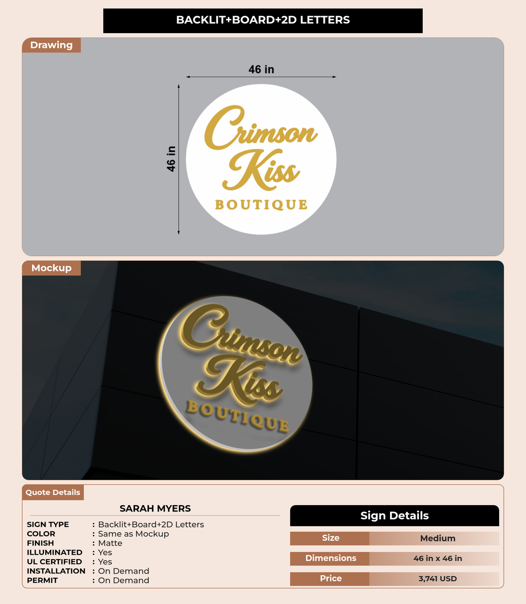 CUSTOM MOCKUP SIGN FOR Sarah Myers