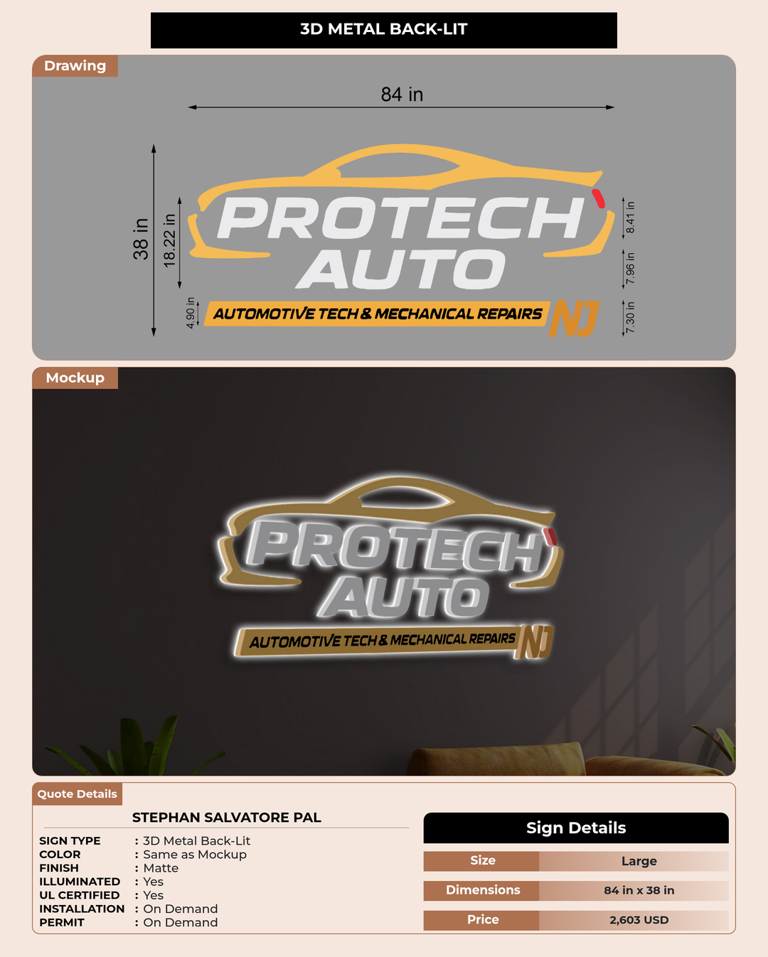 CUSTOM MOCKUP SIGN FOR STEPHAN SALVATORE PAL