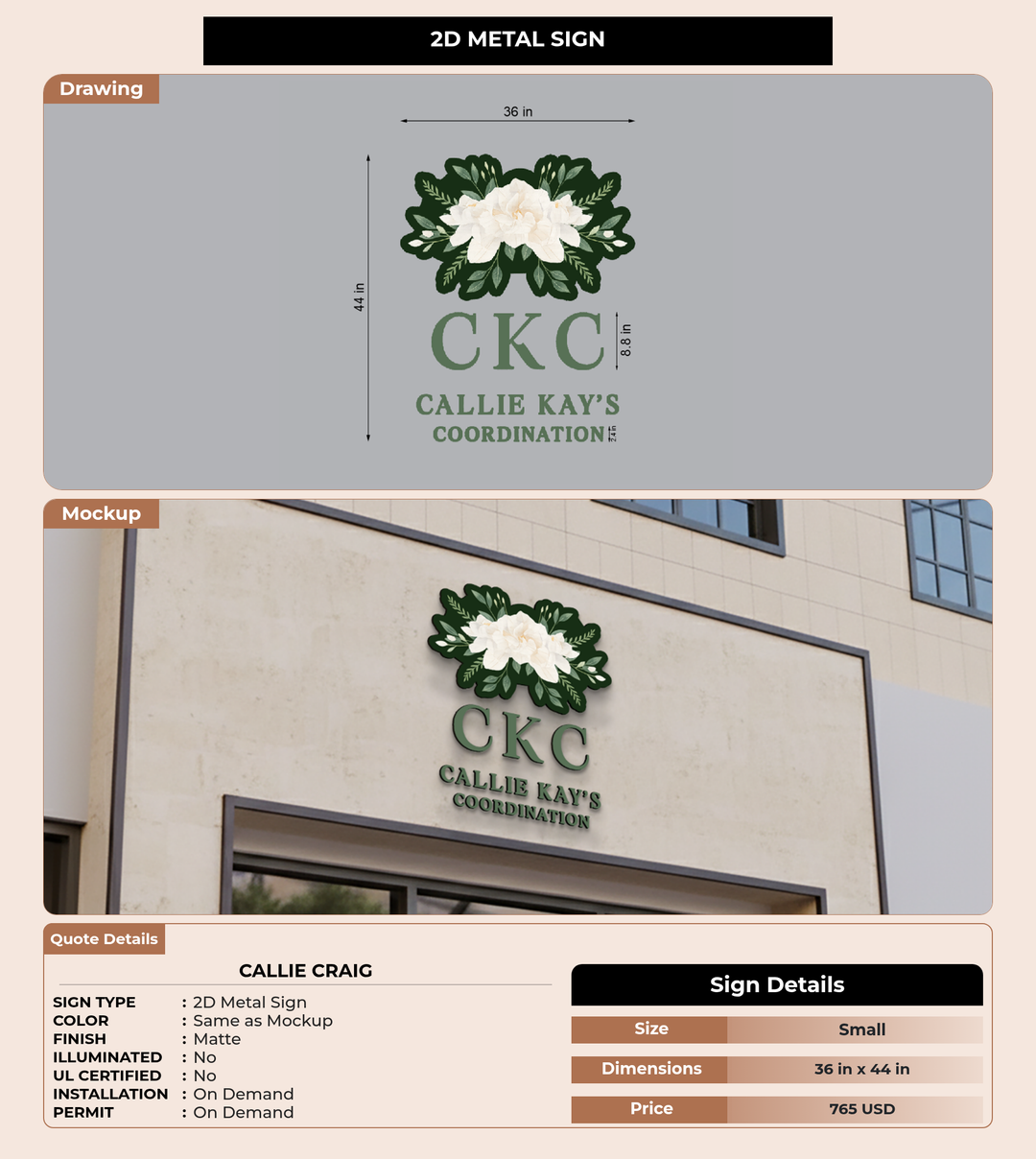CUSTOM MOCKUP SIGN FOR Callie Craig