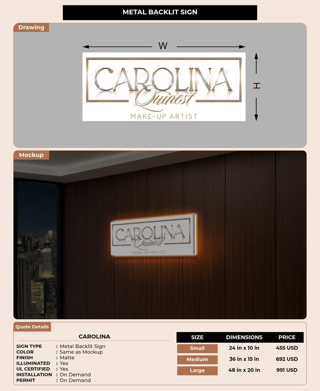 CUSTOM MOCKUP SIGN FOR Carolina