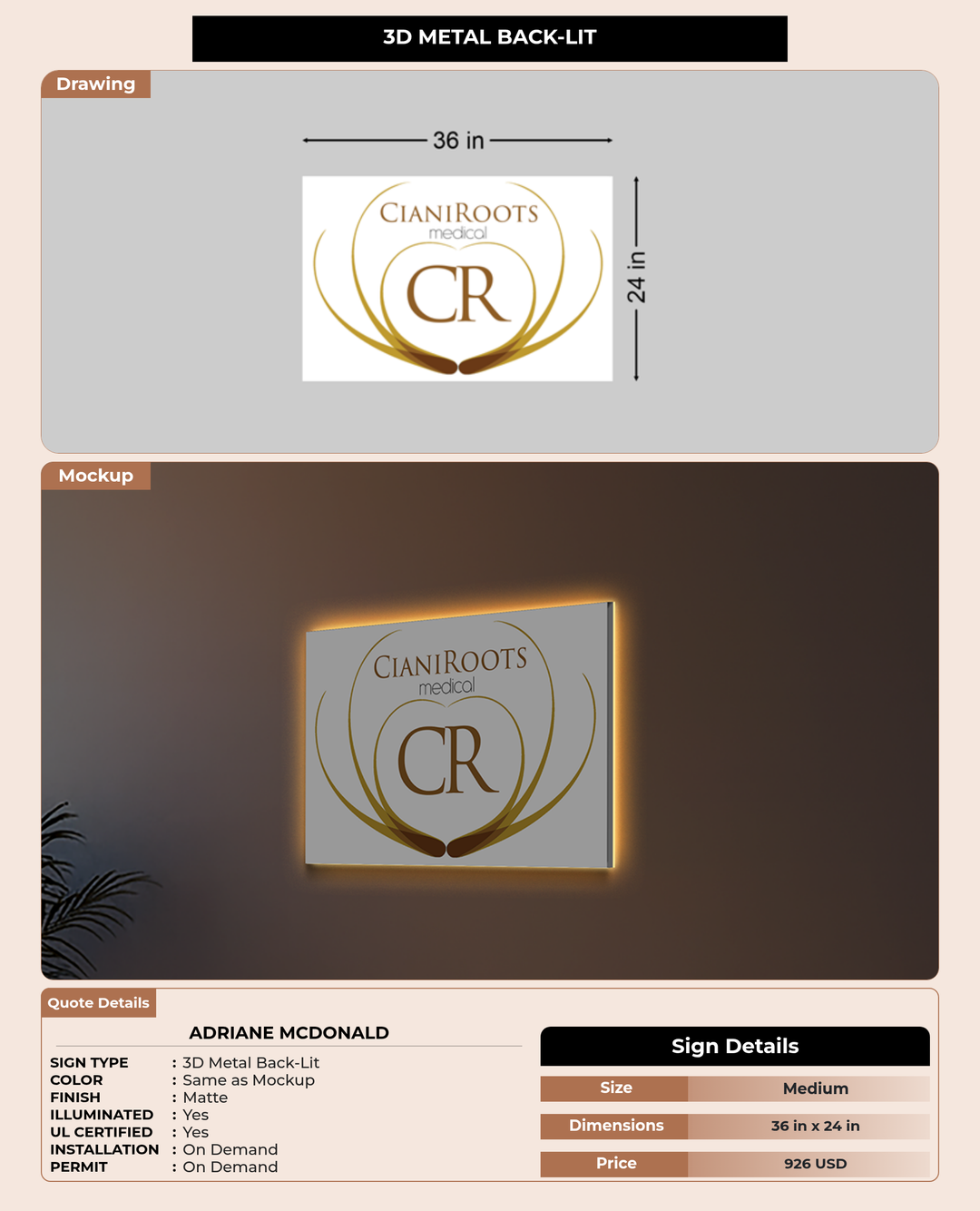 CUSTOM MOCKUP SIGN FOR Adriane McDonald