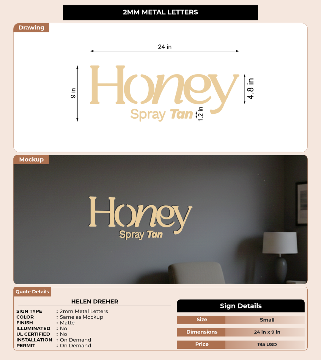 CUSTOM MOCKUP SIGN FOR Helen Dreher