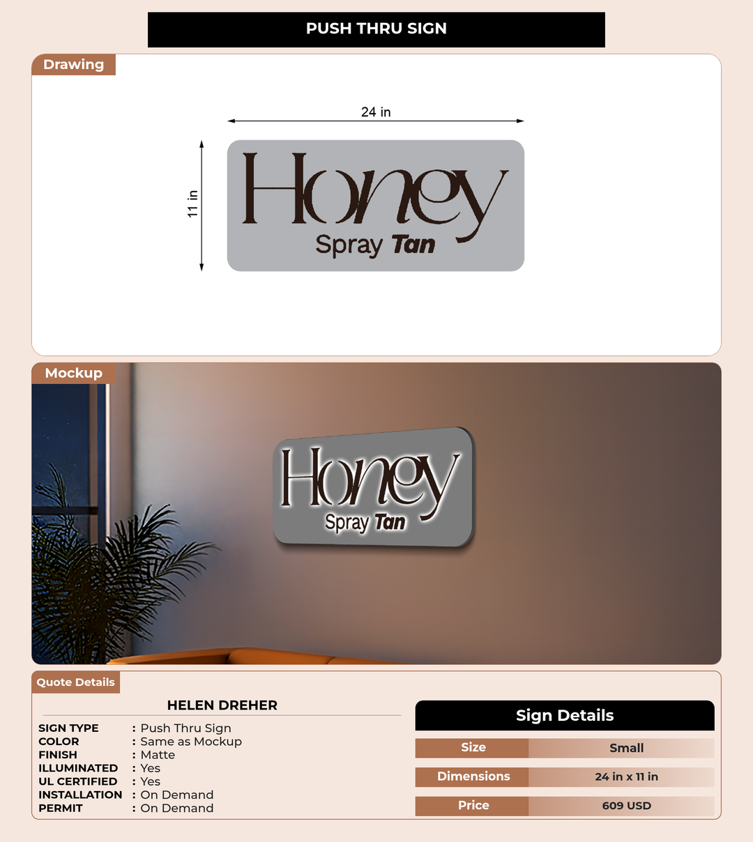 CUSTOM MOCKUP SIGN FOR Helen Dreher