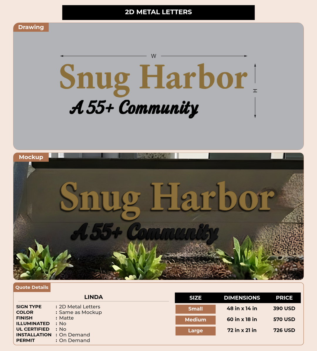 CUSTOM MOCKUP SIGN FOR linda