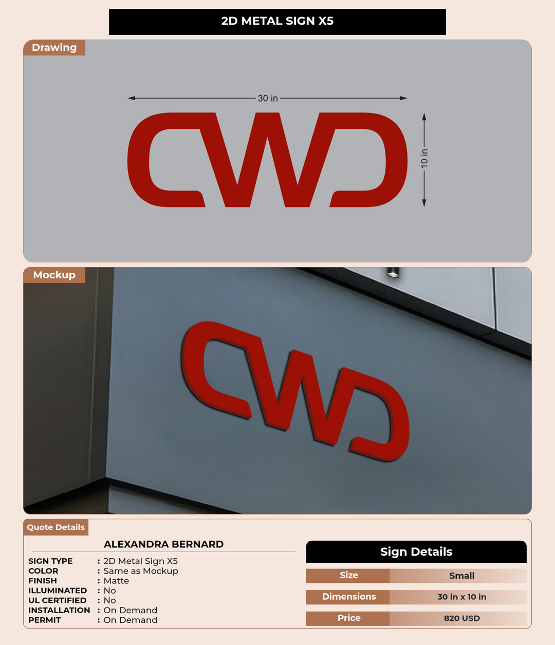 CUSTOM MOCKUP SIGN FOR Alexandra Bernard