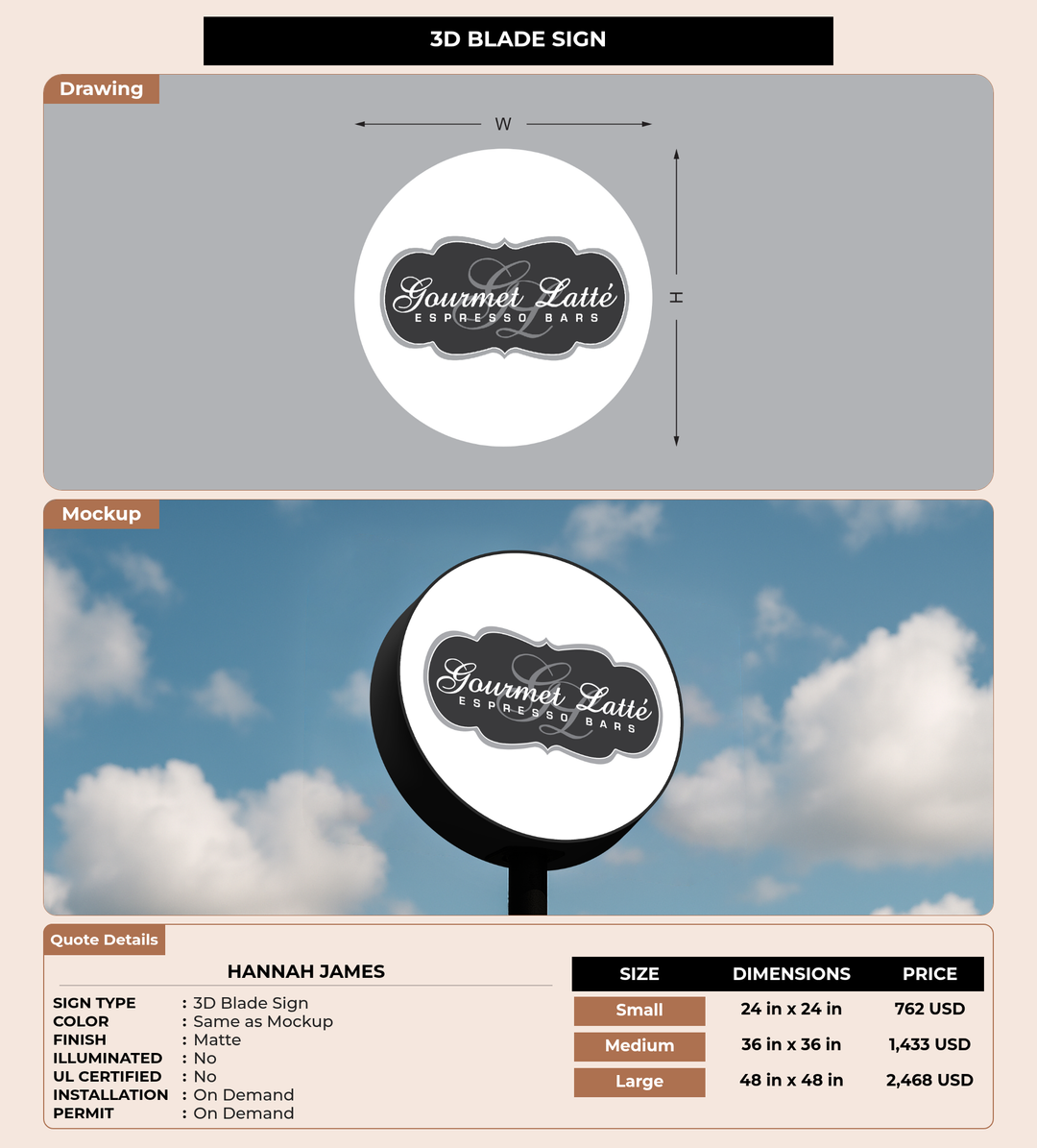 CUSTOM MOCKUP SIGN FOR Hannah James