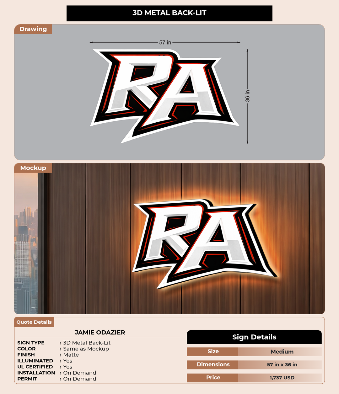 CUSTOM MOCKUP SIGN FOR Jamie ODazier