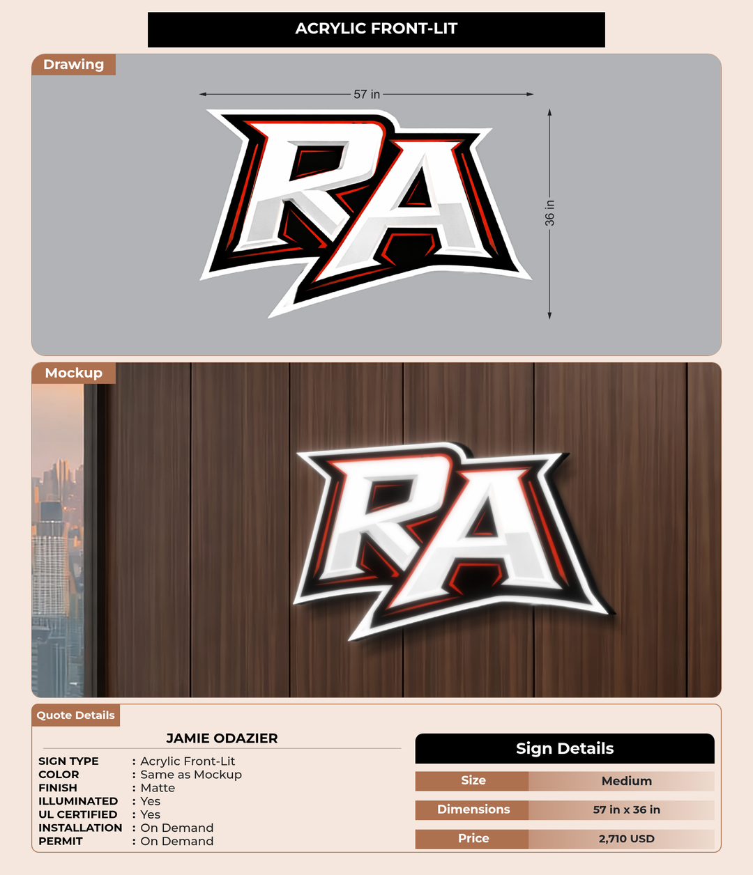 CUSTOM MOCKUP SIGN FOR Jamie ODazier