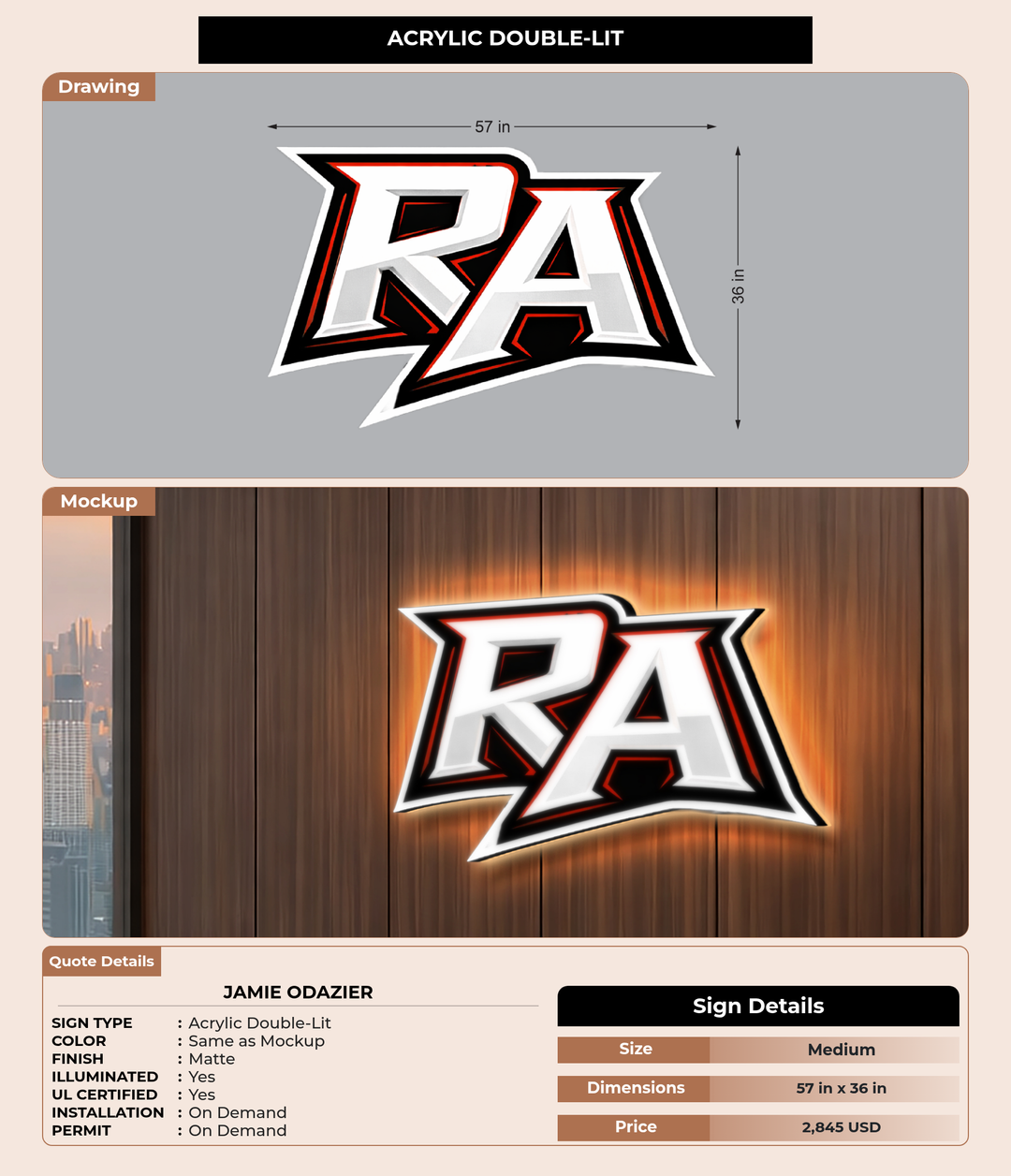 CUSTOM MOCKUP SIGN FOR Jamie ODazier