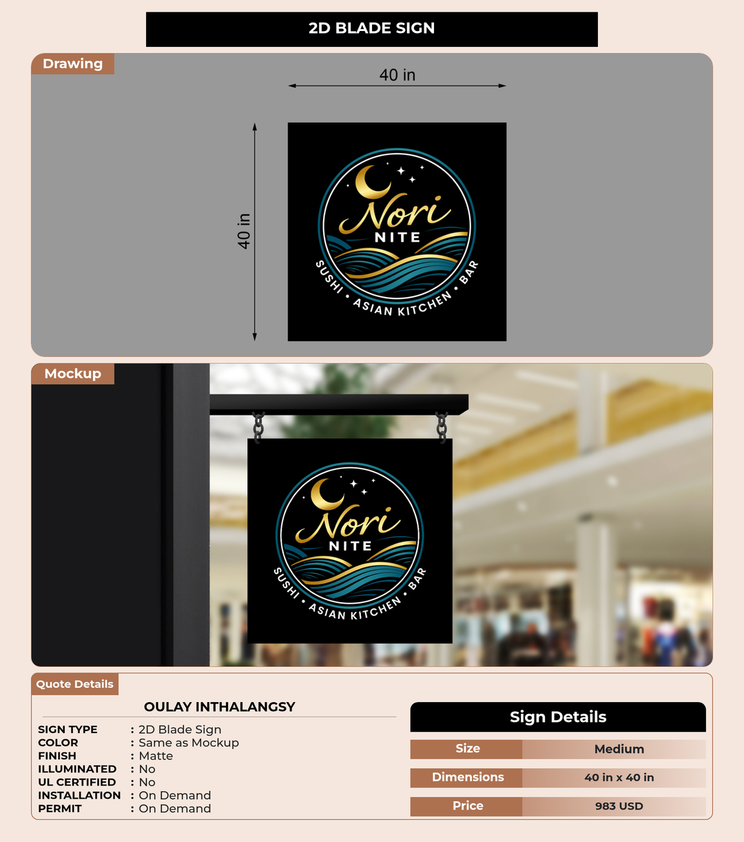 CUSTOM MOCKUP SIGN FOR Oulay Inthalangsy