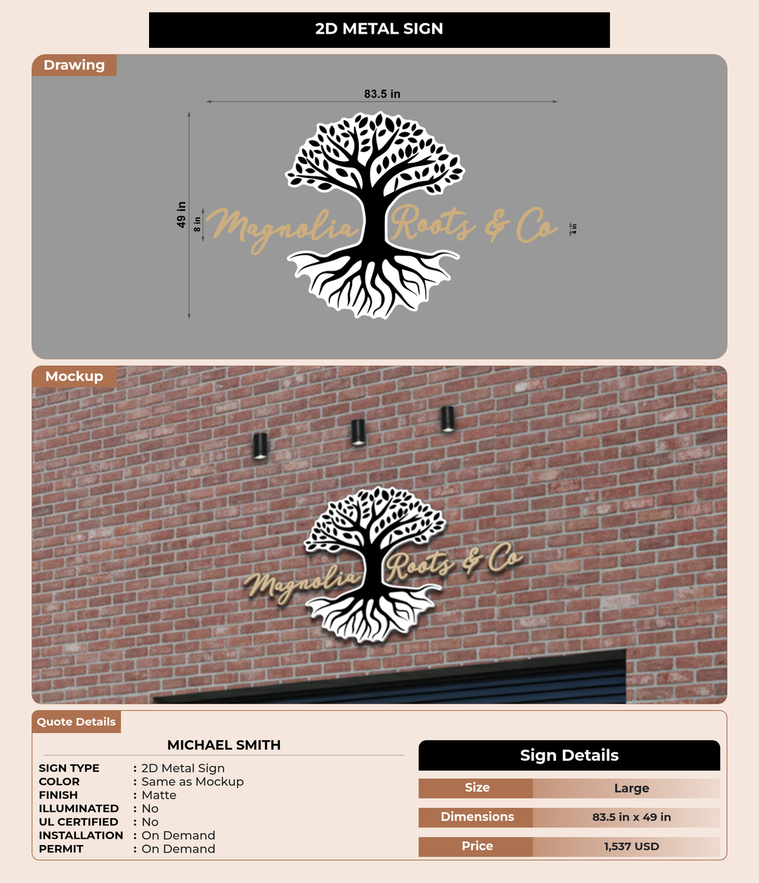 CUSTOM MOCKUP SIGN FOR Michael smith