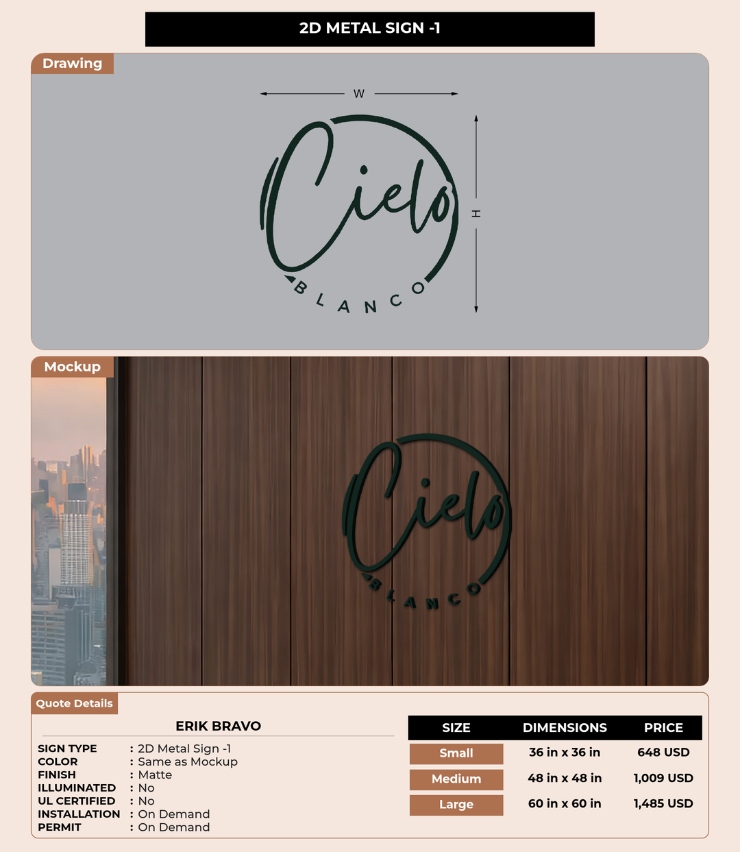CUSTOM MOCKUP SIGN FOR Erik Bravo