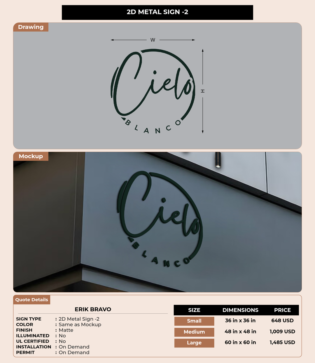 CUSTOM MOCKUP SIGN FOR Erik Bravo