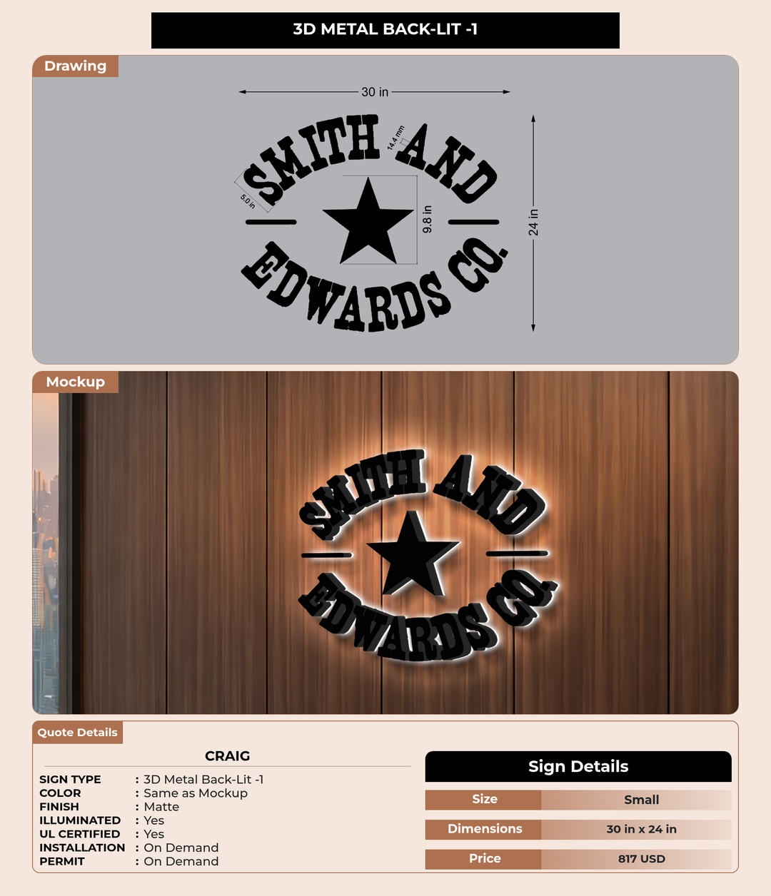 CUSTOM MOCKUP SIGN FOR craig