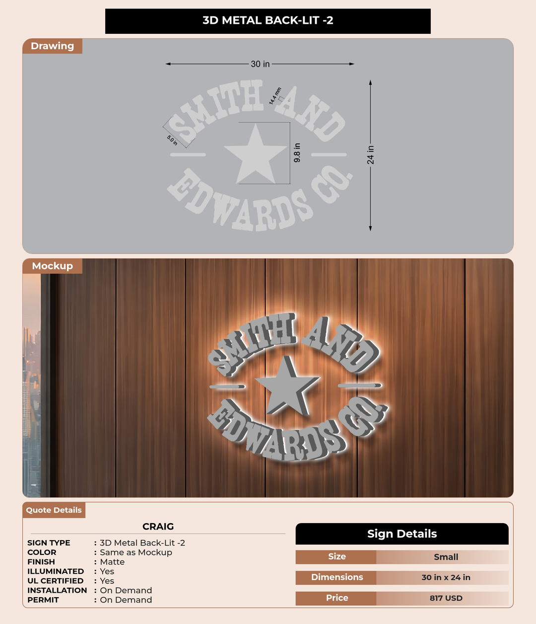 CUSTOM MOCKUP SIGN FOR craig