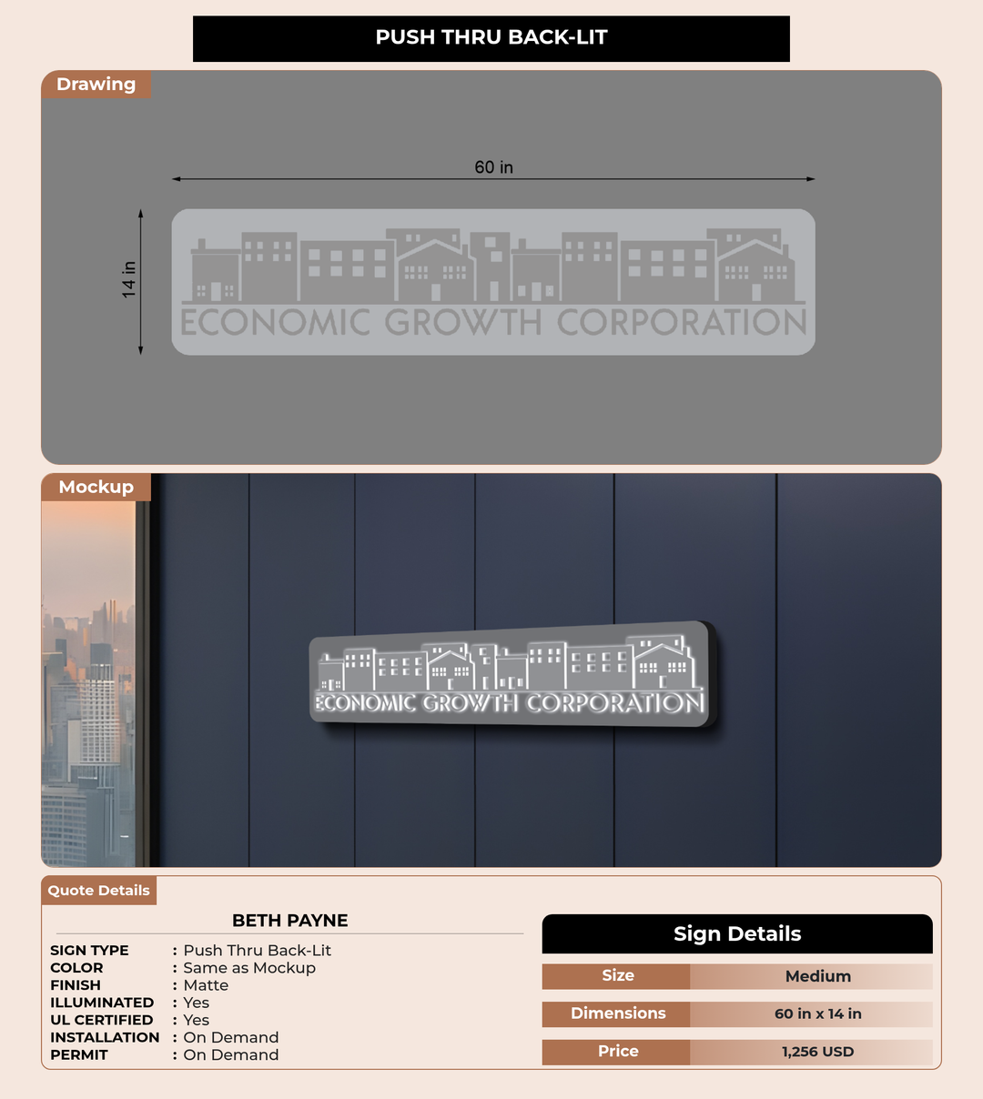 CUSTOM MOCKUP SIGN FOR Beth Payne
