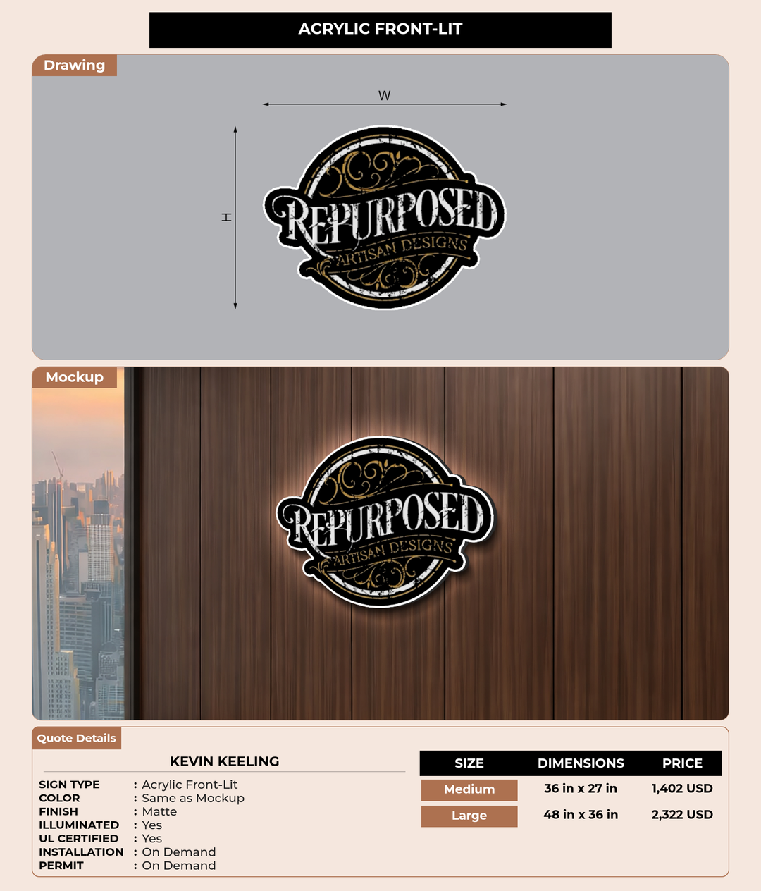 CUSTOM MOCKUP SIGN FOR Kevin Keeling