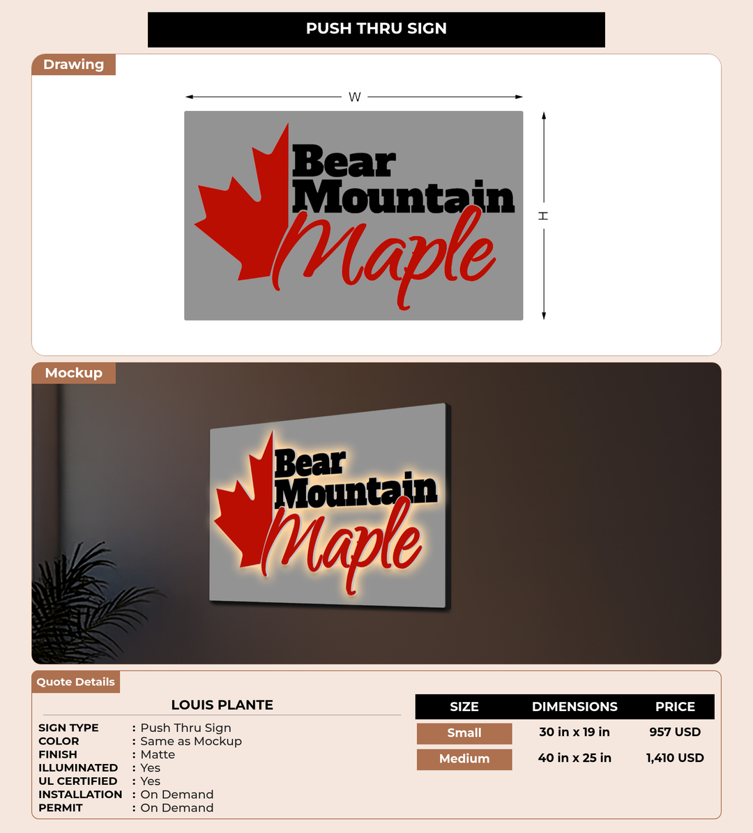 CUSTOM MOCKUP SIGN FOR Louis Plante