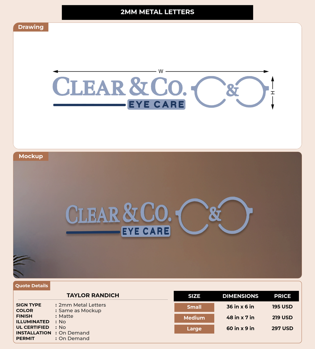 CUSTOM MOCKUP SIGN FOR Taylor Randich