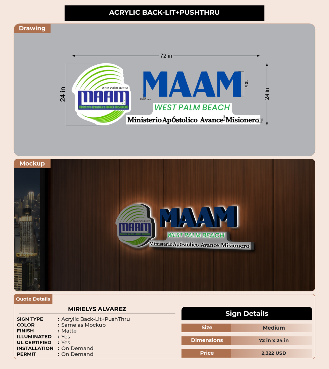 CUSTOM MOCKUP SIGN FOR Mirielys Alvarez