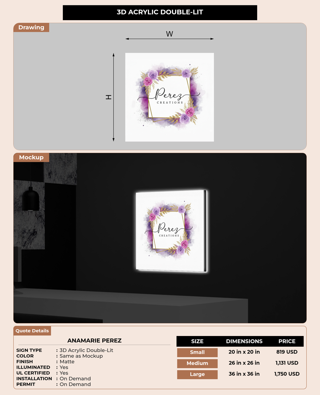 CUSTOM MOCKUP SIGN FOR Anamarie Perez