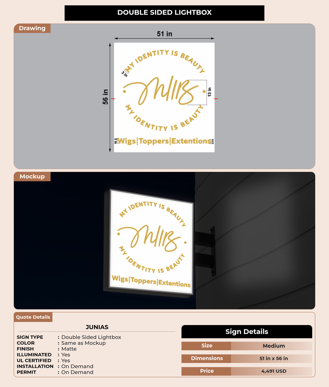 CUSTOM MOCKUP SIGN FOR Junias