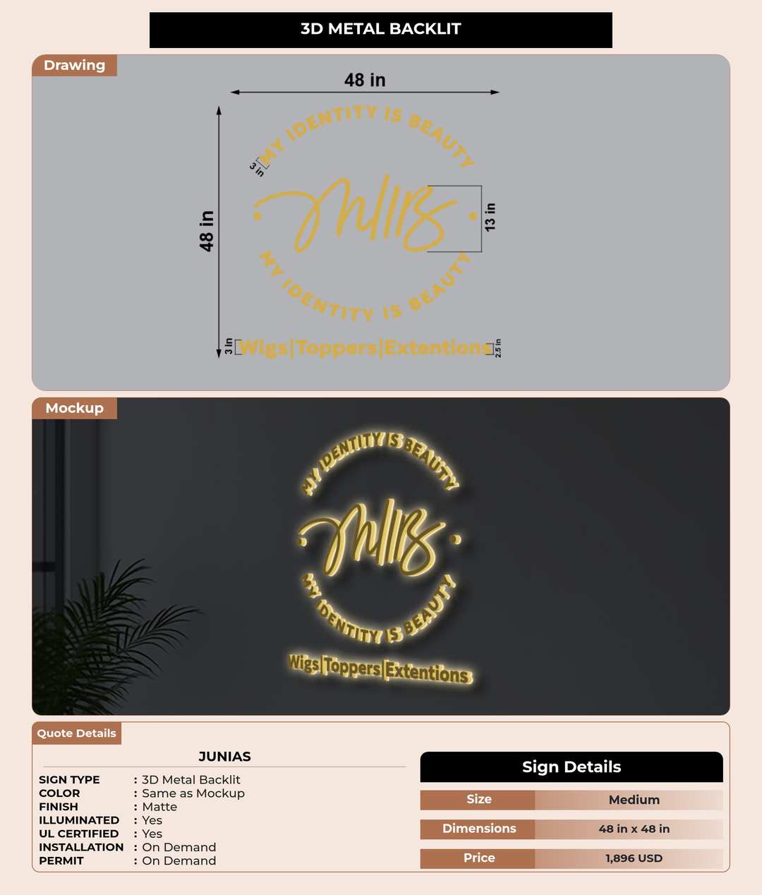 CUSTOM MOCKUP SIGN FOR Junias