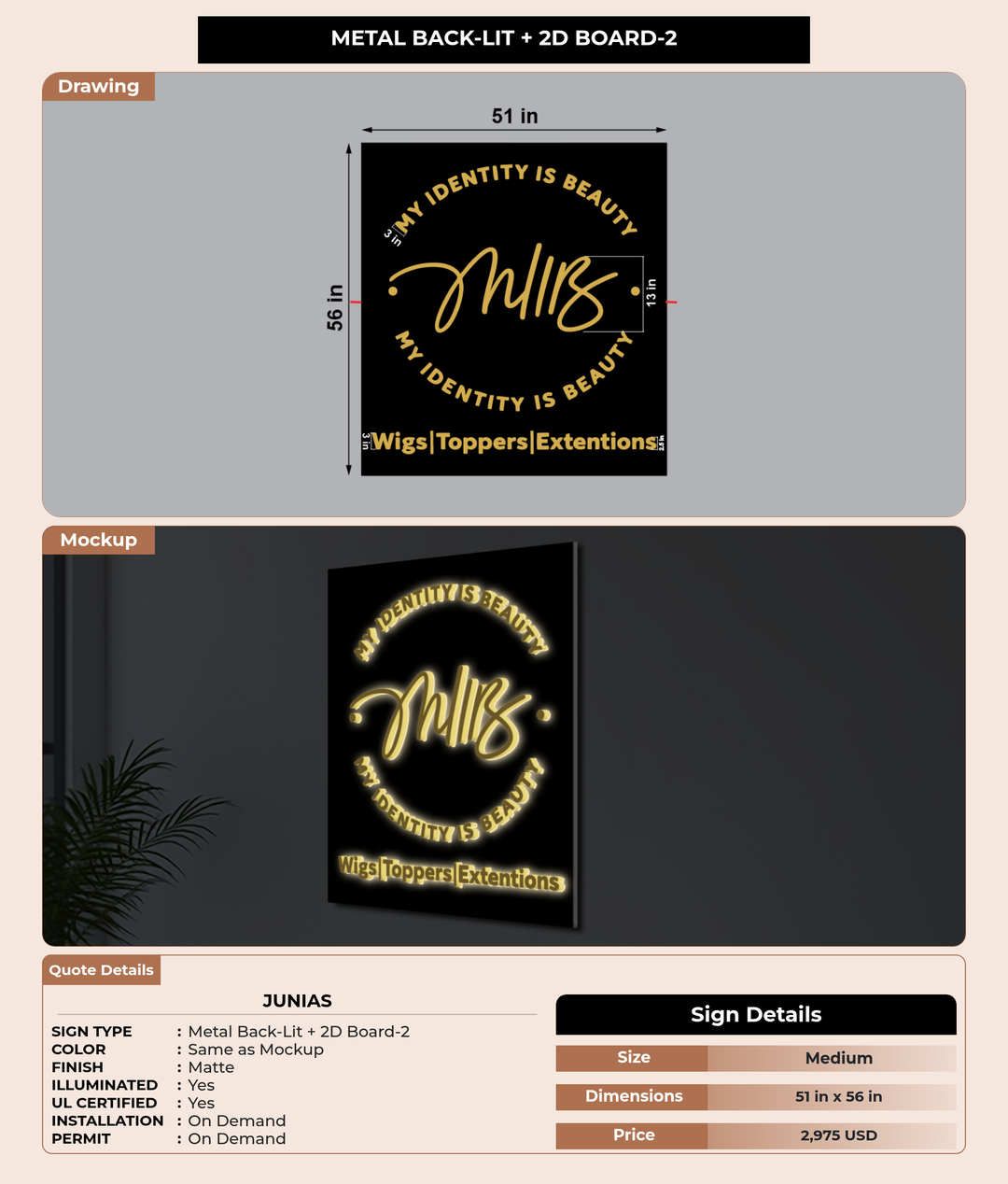CUSTOM MOCKUP SIGN FOR Junias