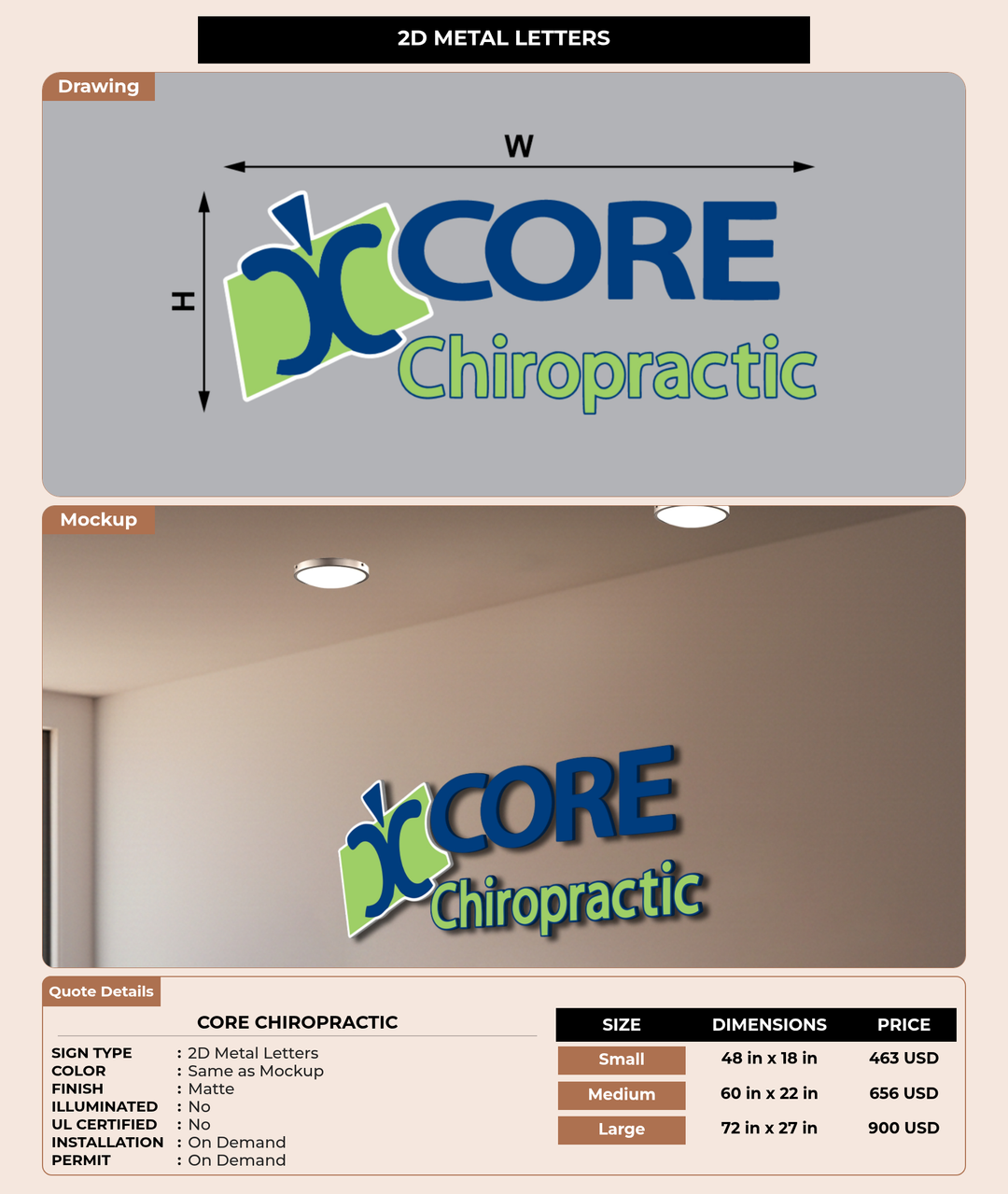 CUSTOM MOCKUP SIGN FOR CORE Chiropractic