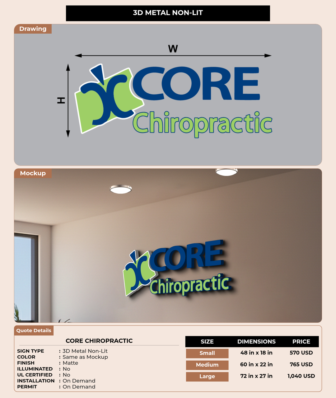 CUSTOM MOCKUP SIGN FOR CORE Chiropractic