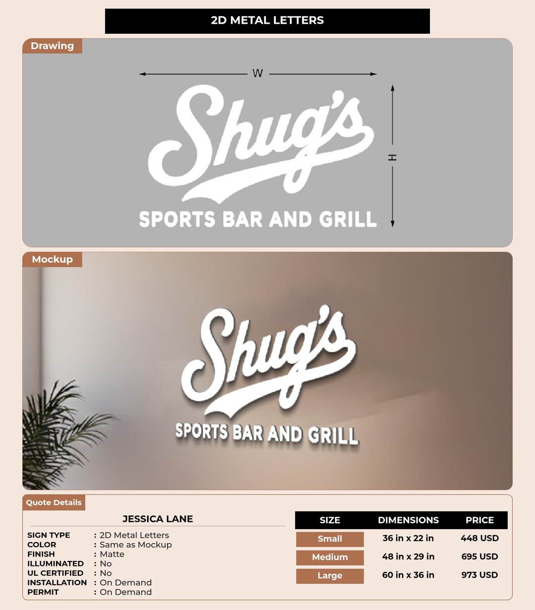CUSTOM MOCKUP SIGN FOR Jessica Lane