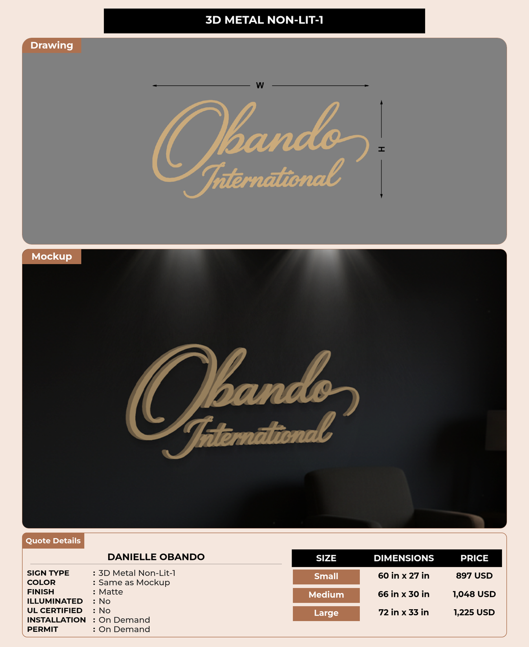 CUSTOM MOCKUP SIGN FOR Danielle Obando
