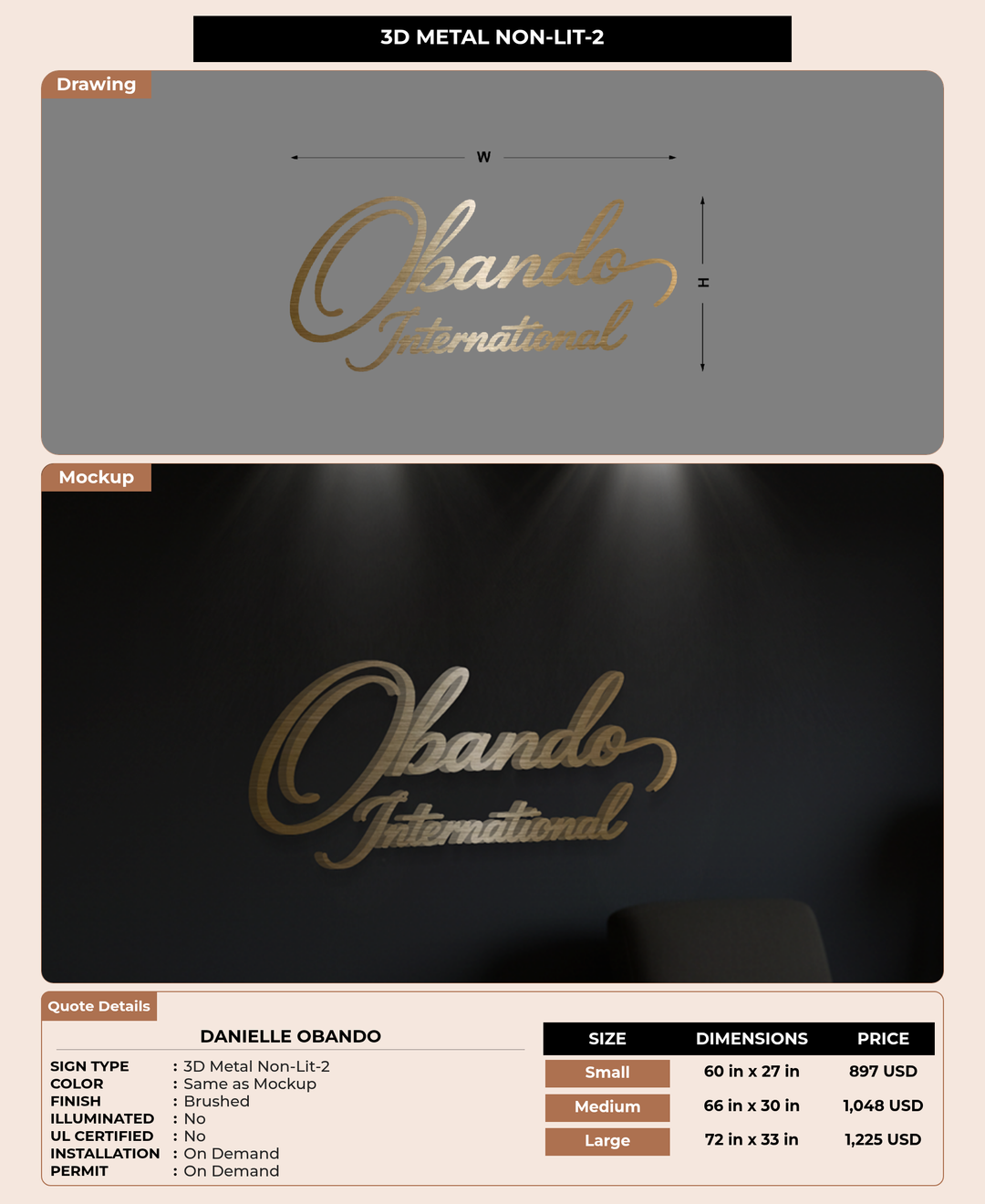 CUSTOM MOCKUP SIGN FOR Danielle Obando